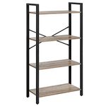 VASAGLE 4-Tier Bookshelf, Bookcase, Shelving Unit, for Office, Study, Living Room, Bedroom, 30 x 66 x 120 cm, Industrial, Heather Greige and Ink Black LLS060B02