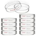 stonylab 10pk Glass Petri Dishes, 75x15 mm Autoclavable Borosilicate Glass Cell Culture Dishes Petri Dishes with Clear Lid for Laboratory