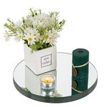 NUPTIO Round Mirrored Candle Plates 25cm: 6 Pcs Glass Mirror Candles Plates Wedding Centrepieces for Tables Candle Holders for Pillar Candles Candle Stand Trays Circle Mirror Plate 2mm