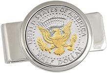 American Coin Treasures Silver-Layered Presidential Money Clip - Elegant JFK Half Dollar Gold Tone Coins for Cash and Bills | Comes with Certificate of Authenticity