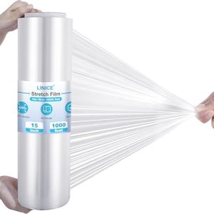 LINICE Stretch Wrap Roll 1000 ft 60 Gauge Industrial Strength 15 inch Wide Clear Plastic Film for Palletized Shipping, Surface Protection Moving Supplies Furniture Packaging (1)