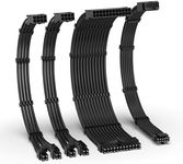 EZDIY-FAB 12VHPWR PSU Cable Extension Kit,16AWG PCIE 5.0 Power Supply Cable Extension- 1x 24 Pin ATX /2X 8Pin (4+4) EPS / 1x12+4 Pin GPU,Sleeve Cable 300MM with Combs-Black