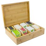 Bamboo Tea Box - Extra Large with 8 compartments for 160 teabags - Bio Bamboo Teabox