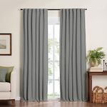 Elrene Home Fashions Harrow Solid Texture Blackout Window Curtain, Living Room and Bedroom Drape with Back Tab and Rod Pocket Tabs, 52"x108", Dark Gray