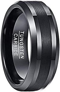 NUNCAD 8 mm Anello Nero Uomo in Tungsteno Semplice Spazzolato Opaco, Anello Uomo/Donna per Regalo Quotidiana Souvenir, Taglia 28.5