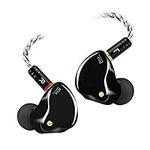 Famedy In-ear Monitors, Wired Earbuds with Tesla Technology Headphone MMCX Detachable Cables,Noise-Isolating in ear Headphones for Musicians Drummer Hifi Stereo IEM Earphones (Black Coating, no Mic)