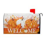 Welcome Autumn Orange Pumpkin Mailbox Covers Magnetic Fallen Leaves Mailbox Cover Standard Size 25.5 X 21 Fall Pumpkin Holiday Mailbox Wrap Post Letter Box Cover Decorative for Home Outdoor Garden