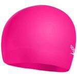 Speedo Junior Plain Moulded Silicone Swimming Cap | Dry Hair | Kids Swim, Pink/Pink, One Size