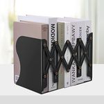 Honagu Adjustable Bookends, Metal Book Ends for Shelves Heavy Book, Desk Magazine File Organizer for Home, Office, Books, Papers, Extends up to 19 inches（Black）