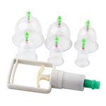 Wolblix Pull Out Vacuum Apparatus Cupping Therapy Sets, Vacuum Suction Cupping Kit Durable Massage Cupping Kit Cupping Gun Transparent Plastic Chinese Cupping Therapy for Office Hotel Home(6pcs Cups)