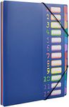 Edufun Rainbow Tab Expanding File Folder - 24 Pockets, Durable A4 Letter Size Organizer, Water-Resistant Plastic Dividers, Home/Office/School Document Holder (Blue)