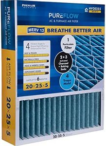 PureFlow, Home Furnace Air Filter 20x25x5, with 4 Layers of Advanced Filtration Technology, MERV-13 Pack-of-1