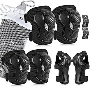 AresKo Kids/Youth Protective Gear Set, Kids Knee Pads and Elbow Pads Wrist Guard Protector 6 in 1 Protective Gear Set for Scooter, Skateboard, Bicycle, Inline Skating