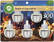 Air Wick Plug in Scented Oil 5 Refills, Bonfire and Crisp Fall Air, Essential Oils, Air Freshener