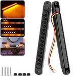 PSEQT 10" LED Trailer Tail Identification Lights Bar Amber Led Turn Signal Light Clearance Rear Marker Lights Assembly Trailer Lighting Strip Waterproof for Pickup Golf Cart Offroad Truck RV UTV, 2Pcs