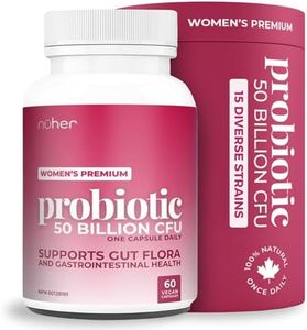 Nūher Probiotic for Women, 50 Billion CFU, 15 Diverse Strains. 60 Slow Release Capsules, 1 Daily. Supports Gut Health and Digestion, Bloating Relief, Feminine Health. Gluten Free, Dairy Free, Non-GMO.