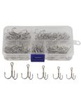 Beoccudo Treble Hooks Kit, Saltwater Freshwater Size 2 4 6 8 10 Triple Fishing High Carbon Steel Hooks