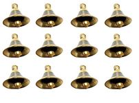 UAPAN Brass Bell Decorative Pooja Room Bells with J Hook (Silver Gold_2 inch, Pack of 12)