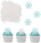 THJ 50PCS Edible Snowflakes Cupcake