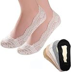 Shopping Shots Anti-skid lace no Show Socks/Socks Liner/Footy Socks/Foot Cover for Women/Girls (Pack of 3.)