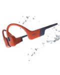 SHOKZ OpenSwim Pro Bone Conduction Sports Headphones, IP68 Waterproof Open-Ear Wireless Earphones with Bluetooth 5.4, 32GB of MP3 Storage, Noise Cancelling Mics, 9h Playtime for Running, Swimming-Red
