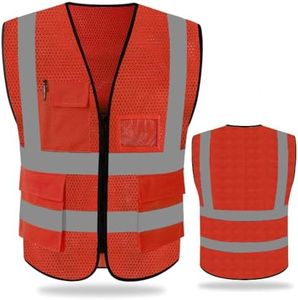 FEimaX High Visibility Safety Vest Mesh Reflective Work Vests for Men Women with Pockets and Zipper Meets ANSI/ISEA Standards