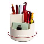 Desk Pencil Pen Holder, 3 Slots 360-Degree Spinning Organizers, Desktop Storage Stationery Supplies, Cute Cup Pot for Office, School, Art Supply, Kids - White