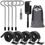 11Pcs Ice Anchor Tool Kit, Luxiv Ice Anchor Drill Tool Sets Ice Shanty Anchors for Ice Fishing Tent with Storage Bags, 4P Nylon Straps, 4P Stake Nail, 1/4" Adapter Head, Ice Anchor Drill Adapter