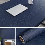 Livelynine 40CM×10M Dark Wood Peel and Stick Wallpaper for Kitchen Cabinet Navy Blue Contact Paper Peel and Stick Shelf Liner Adhesive Contact Paper for Cabinets Shelves Desktop Waterproof Decorative