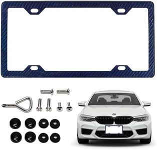Plate Jade 100% Real 3k Twill Weave Carbon Fiber Car License Plate Frame, 4 Holes, UV Protection, Front Rear Universal Man Woman Fit USA Canada Mexico Standard Size tag Holder (Blue)