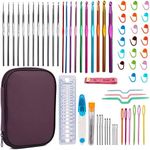 NAMOON Crochet Hook Set, Crochet Hooks Ergonomic with Storage Case, Crochet Hooks Sets for Beginners with Hand Sewing Needles, 60 Pcs Crochet Needles Set for Craft Art and Arthritic Hands