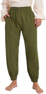 Pirate Pants Renaissance Costume Men Medieval Halloween Army Green L