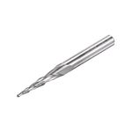 sourcing map Tapered Ball Nose End Mill, Uncoated Solid Carbide 2 Flute Spiral Milling Cutter, 0.75mm Radius, 1.5mm Diameter, 6mm Shank, 60mm Length, 10 Degree Angle