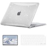 EooCoo Case Compatible with MacBook Air 13 inch M3 M2 2024 2023 2022 A3113 A2681, Plastic Hard Case & TPU Keyboard Skin & Screen Protector for Laptop Air 13.6 inch - Glitter Clear