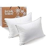 Fern and Willow Pillows for Sleeping - Set of 2 Queen Size Bed Pillow Set w/Luxury Plush Cooling Gel for Stomach, Back & Side Sleepers
