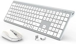 CREATMOR Wireless Keyboard and Mouse,Rechargeable Keyboard and Mouse 2.4G Mouse and Keyboard for MAC Windows White+Silver