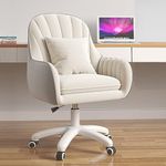 HDHNBA Cute Office Chair Home Computer Chairs Adjustable Task Chairs Modern Office Chair Makeup Chair 360° Swivel Computer Chair Mid Back Chair Living Room Chairs(White)