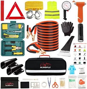 HLWDFLZ Car Roadside Emergency Kit - 86pcs Winter Traveler Safety Road Side Assistance Kits, Car Kit Essentials for Men, Women, Teen