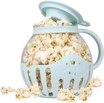 MMUGOOLER Glass Microwave Popcorn Popper, 2.25QT Original Popcorn Jar with Silicone Lid, Without BPA, Dishwasher Safe- Blue