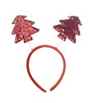 Marvorld® Unisex Christmas Theme Reindeer Antlers Headband | Deer Horn Hairband with Bells for Xmas Party for Kids & Adults (Bobble Tree Red)