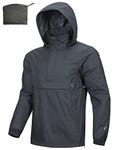 Outdoor Ventures Rain Jacket for Men Waterproof Pullover Lightweight Hooded Windbreaker Outdoor Raincoat Packaway Breathable Windproof Jacket for Travelling, Camping, Hiking Dark Slate Blue XL