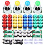 EG Starts 4 Player Classic DIY Arcade Joystick Kit Parts USB Encoder To PC Controls Games + 4/8 Way Stick + 5V led Illuminated Push Buttons for Video Game Consoles Mame Raspberry Pi & 4 Colors