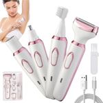 AVNISH 4-in-1 Multi Trimmer for Women Shaver Electric Facial Razor, Rechargeable Cordless Multipurpose Hair Remover Shaver Face, Leg, Eyebrow, Underarms, Bikini Trimmer, 60 minutes Runtime, White