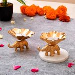 CraftVatika Elegant Metal Tea Light Candle Holder Set of 2 for Home Decor - Modern Design, Wedding & Diwali Decoration - Handcrafted Tabletop Decorative Holder - Indoor & Outdoor