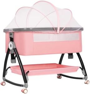 Baby Bassinet Bedside Sleeper, Bedside Bassinet for Baby, 3 in 1 Bedside Crib with Adjustable 6 Height, Portable Bassinet for Newborn/Infant, Baby Bassinet with Wheels/Storage Basket/Mosquito Net