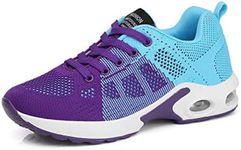 HROYL Dance Sneakers Women Split Sole Wear-Resistant Non-Slip Zumba Jazz Fitness Sports Dance Sneakers, Model 919 Purple Blue,5.5 B(M) US