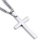 Cross Necklace for Men Women, 316L Stainless Steel Cross Pendant Necklace with Chain-55+5CM | Silver / Gold / Black Cross Chain Necklaces Easter Gifts for Birthday Christmas Thanksgiving Day, Silver