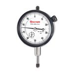 Starrett 25 Series Dial Indicator with Jewel Bearings and Lug-On-Center Back - White Face, 0-.500" Range, 0-100 Continuous Dial, 001" Graduations - 25-441/5J