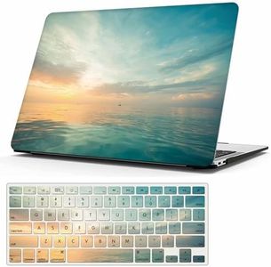 MonsDirect Compatible with MacBook Air 13 inch Case 2021 2020 M1 A2337 A2179 A1932 with Touch ID, Slim Hard Plastic Case & Keyboard Cover for New Air 13 inch with Touch ID 2018-2021, Beautiful Sunset