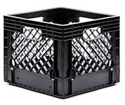 JEZERO Milk Crate for Household Storage: The Ultimate Storage Tote for Groceries, Garages, Kayaking & Outdoor, Stackable Storage | BLACK, Plastic, 13" x 13" x 11” (MC16-S2)